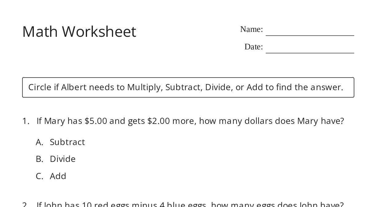 Math Worksheet - My Worksheet Maker: Create Your Own Worksheets