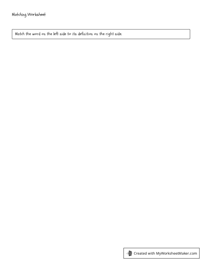 Matching Worksheet - My Worksheet Maker: Create Your Own Worksheets