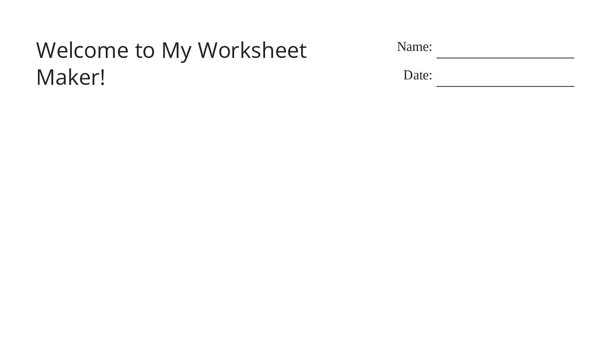 Welcome to My Worksheet Maker! - My Worksheet Maker: Create Your Own ...