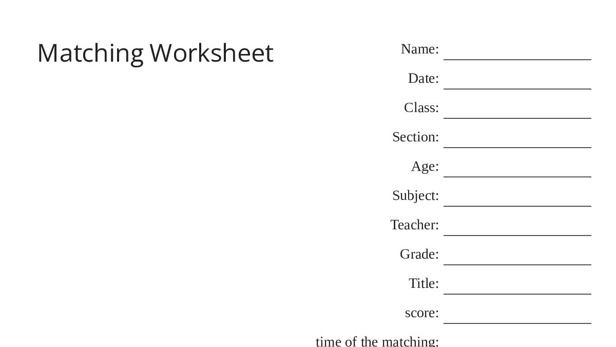 Matching Worksheet - My Worksheet Maker: Create Your Own Worksheets