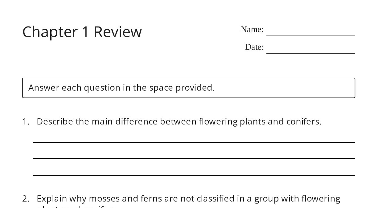 Chapter 1 Review - My Worksheet Maker: Create Your Own Worksheets