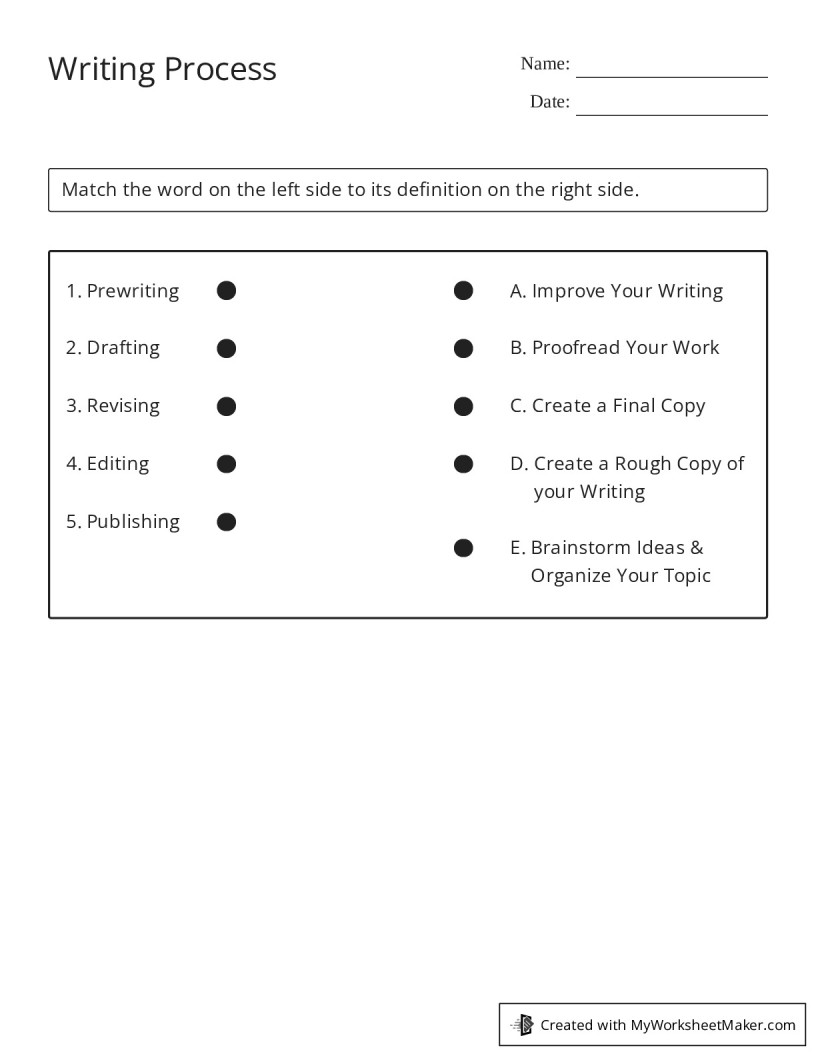 Writing Process - My Worksheet Maker: Create Your Own Worksheets