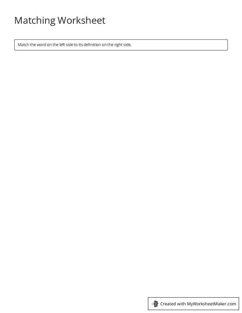 Matching Worksheet - My Worksheet Maker: Create Your Own Worksheets