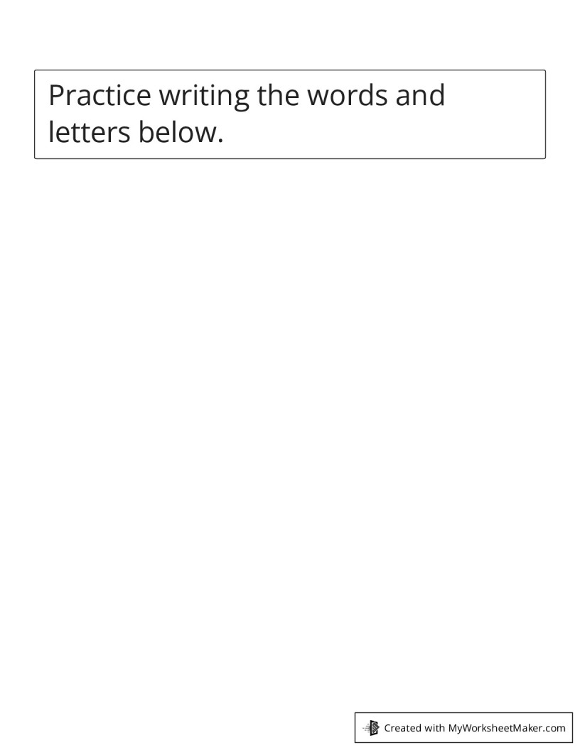 Handwriting Practice - My Worksheet Maker: Create Your Own Worksheets