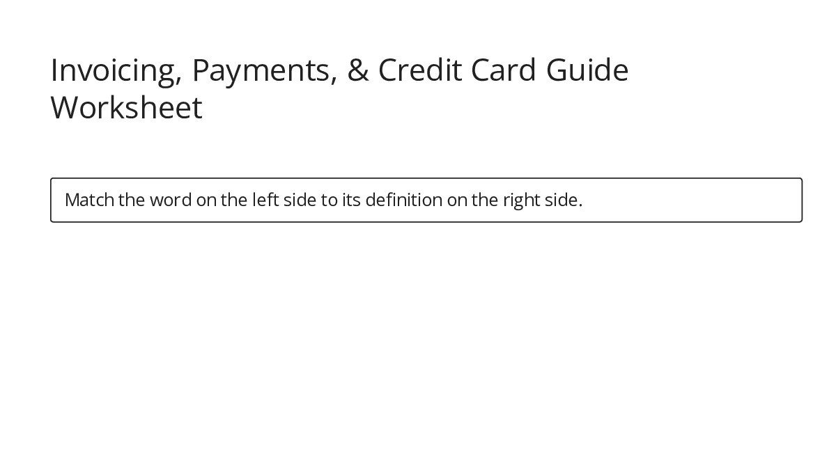 Invoicing, Payments, & Credit Card Guide Worksheet - My Worksheet Maker ...