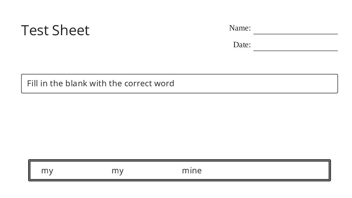Test Sheet - My Worksheet Maker: Create Your Own Worksheets