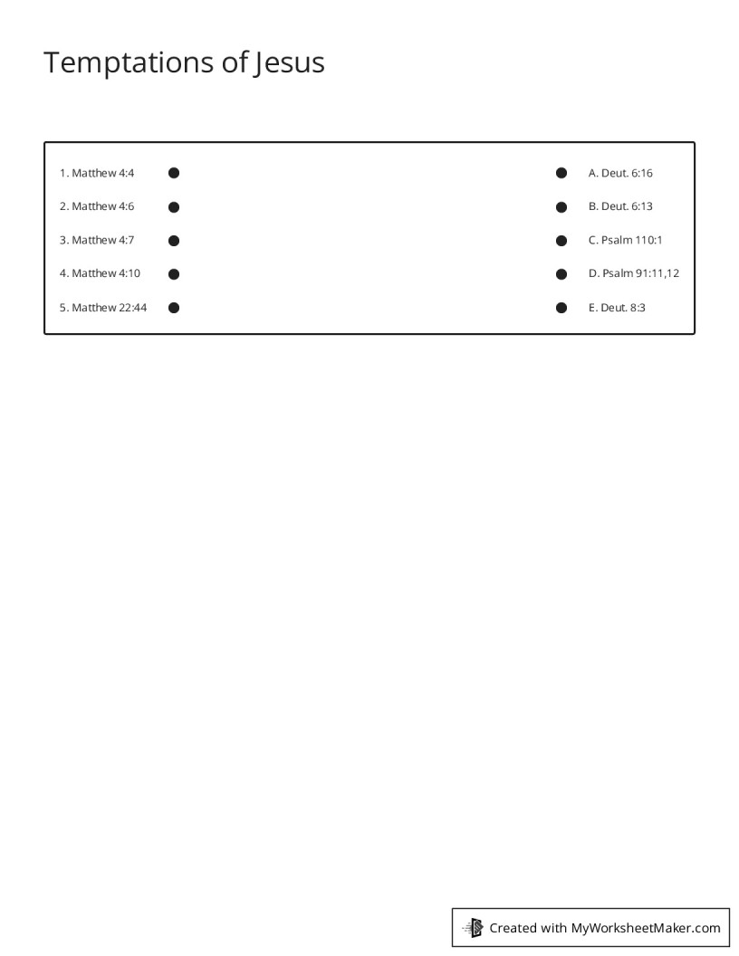 Temptations of Jesus - My Worksheet Maker: Create Your Own Worksheets