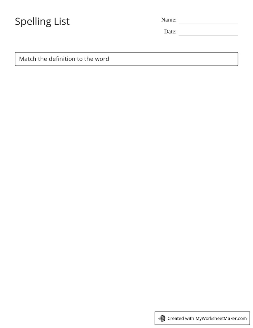 Spelling List - My Worksheet Maker: Create Your Own Worksheets