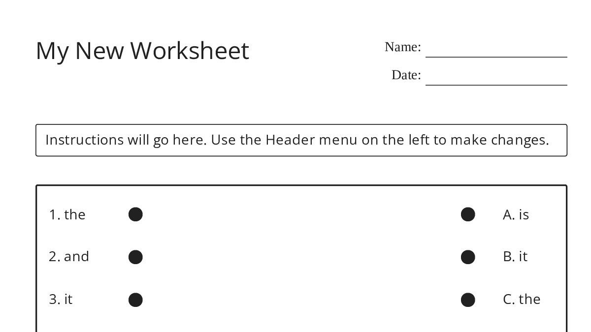 My New Worksheet - My Worksheet Maker: Create Your Own Worksheets