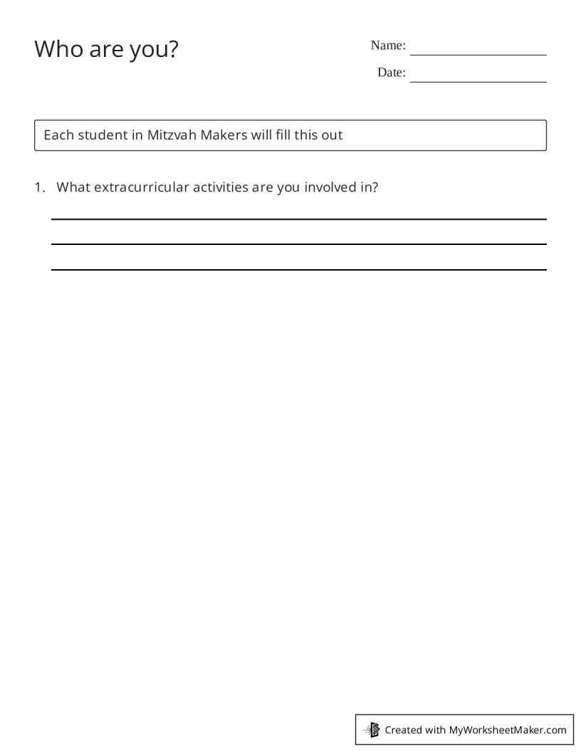 Who are you? - My Worksheet Maker: Create Your Own Worksheets