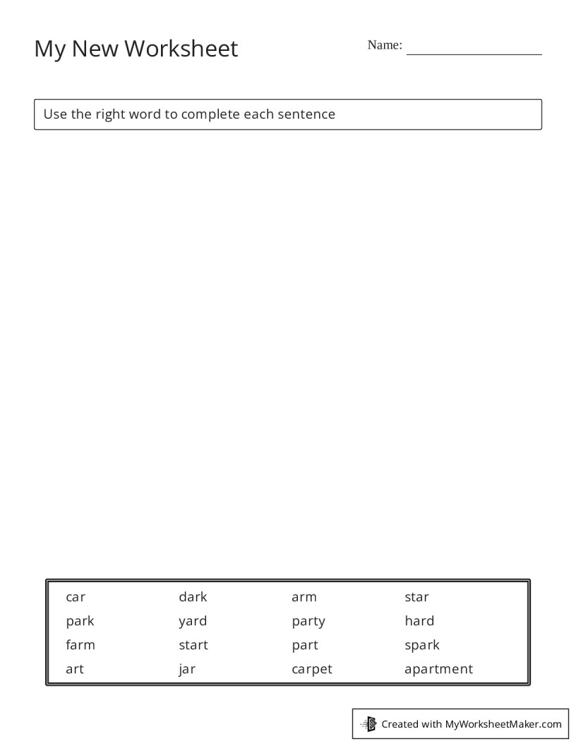 My New Worksheet - My Worksheet Maker: Create Your Own Worksheets