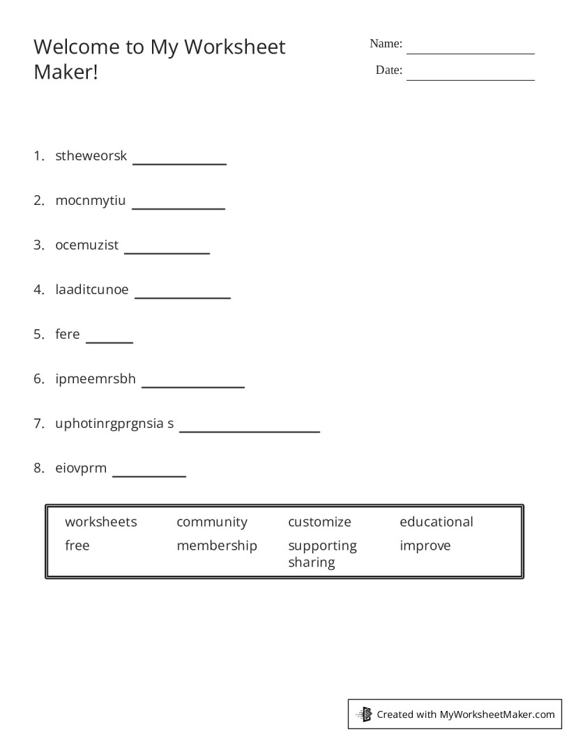 My Worksheet Maker The Best Online Worksheet Creator