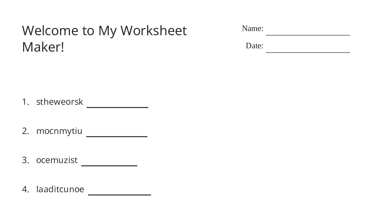Welcome to My Worksheet Maker! - My Worksheet Maker: Create Your Own ...