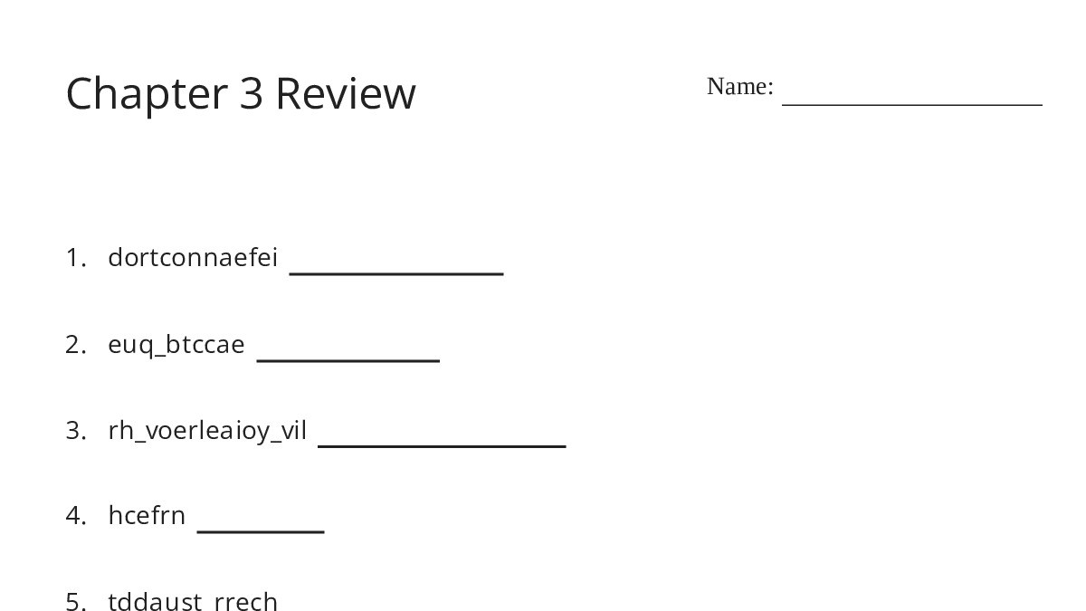 Chapter 3 Review - My Worksheet Maker: Create Your Own Worksheets