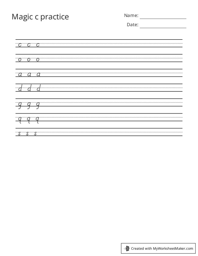 Magic c practice - My Worksheet Maker: Create Your Own Worksheets