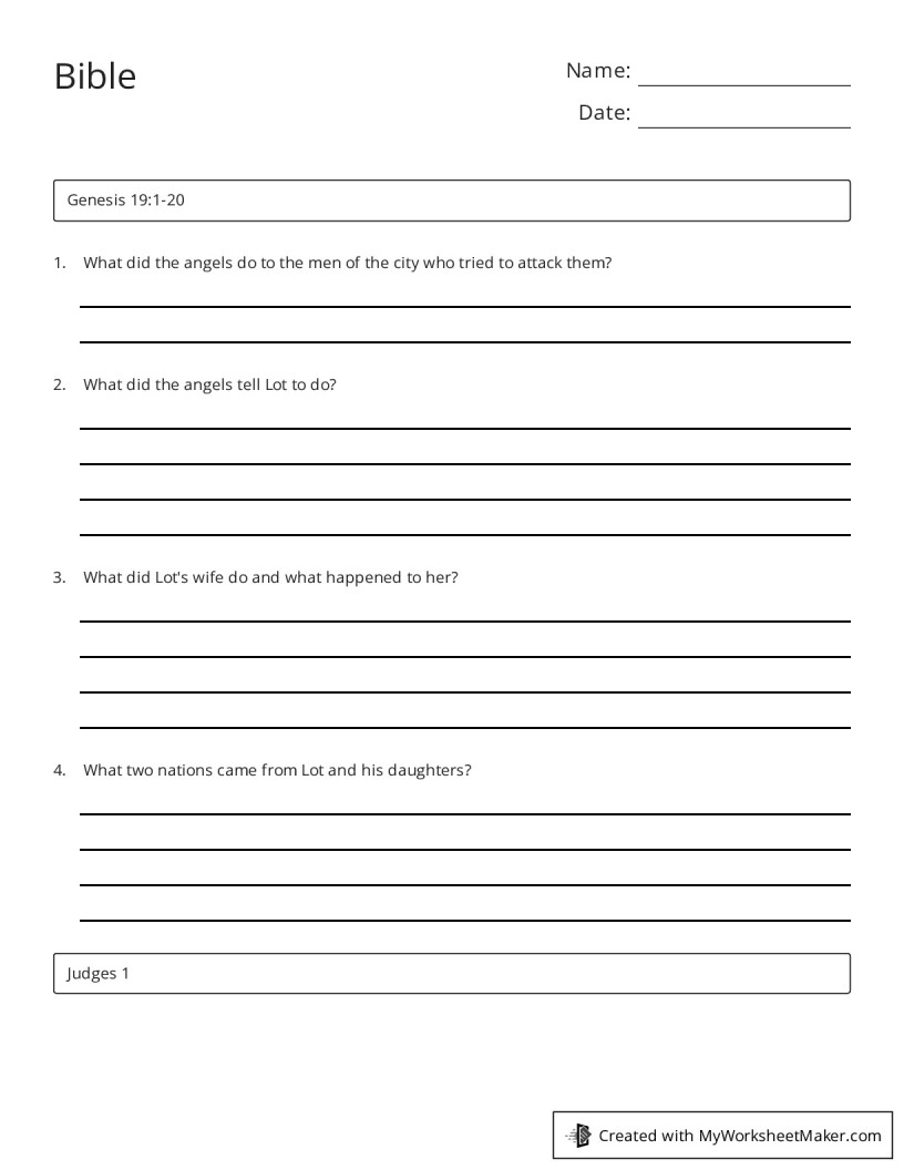 Bible - My Worksheet Maker: Create Your Own Worksheets