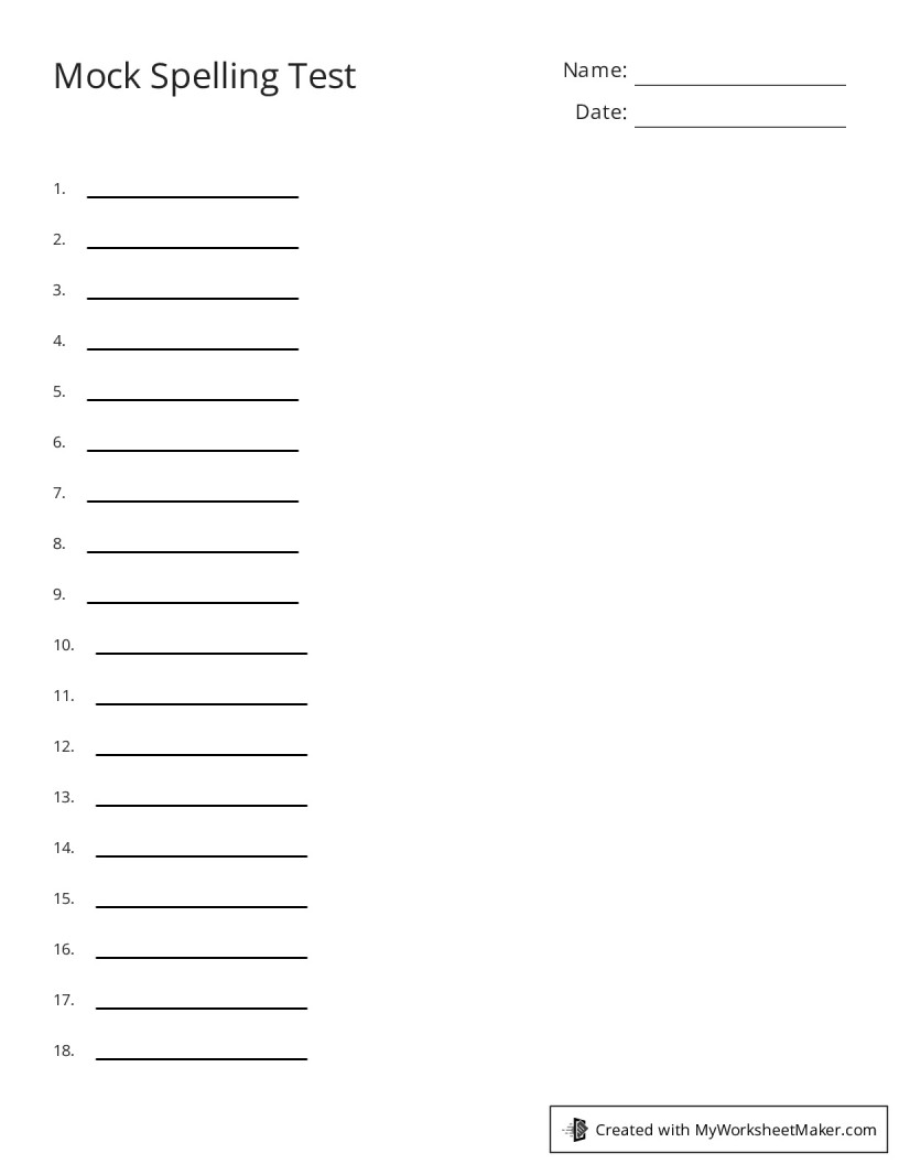 mock-spelling-test-my-worksheet-maker-create-your-own-worksheets