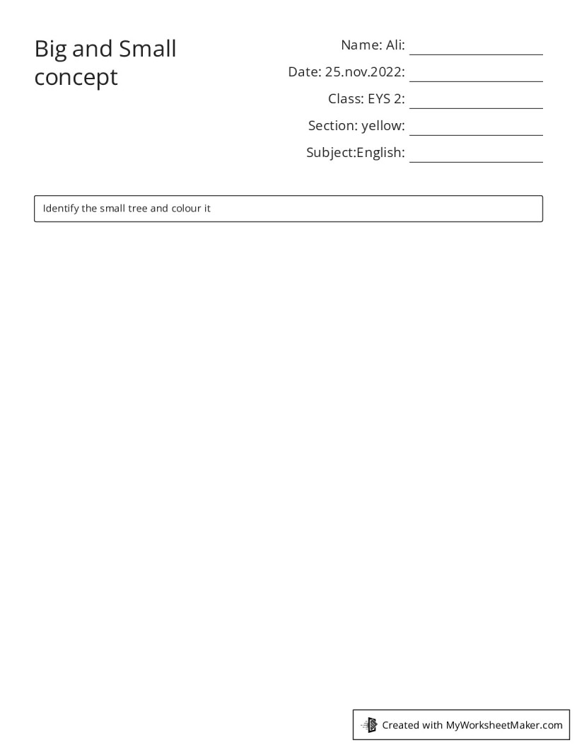 Big and Small concept - My Worksheet Maker: Create Your Own Worksheets