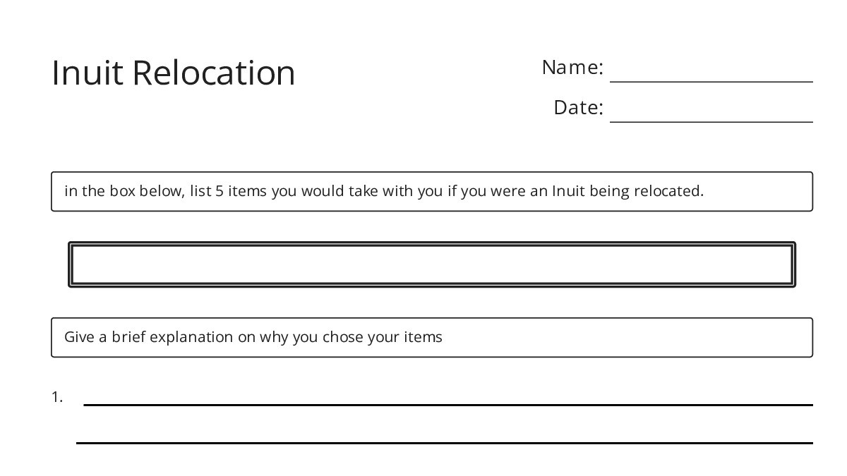 Inuit Relocation Book Inuit Relocation - My Worksheet Maker: Create Your Own Worksheets