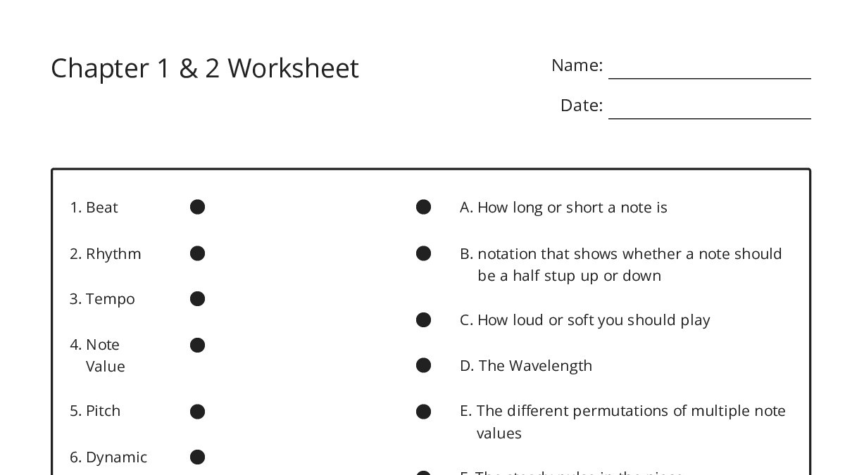 Chapter 1 & 2 Worksheet - My Worksheet Maker: Create Your Own Worksheets