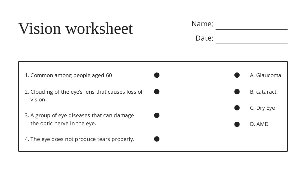Vision worksheet - My Worksheet Maker: Create Your Own Worksheets