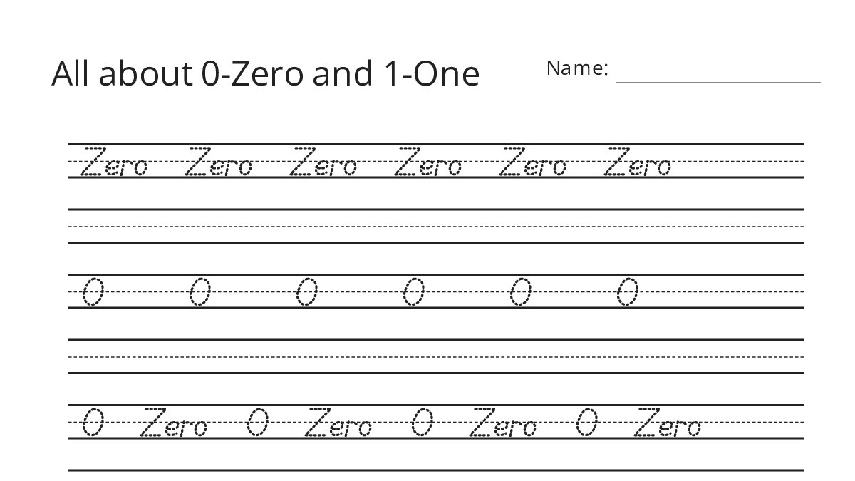 Writing One Two Zero All about 0-Zero and 1-One - My Worksheet Maker: Create Your Own Worksheets