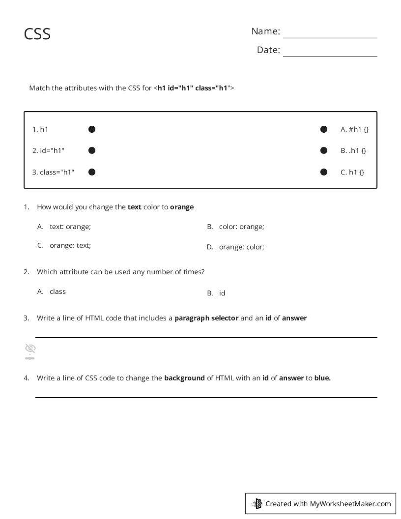 CSS - My Worksheet Maker: Create Your Own Worksheets