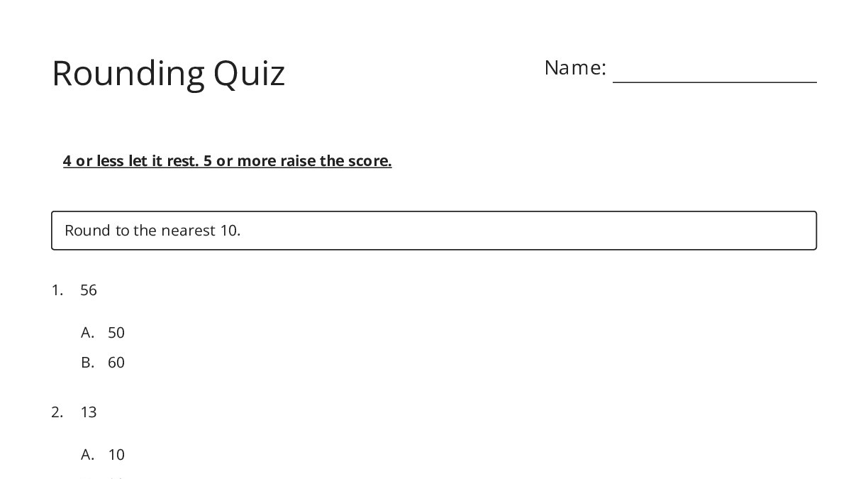 Rounding Quiz - My Worksheet Maker: Create Your Own Worksheets