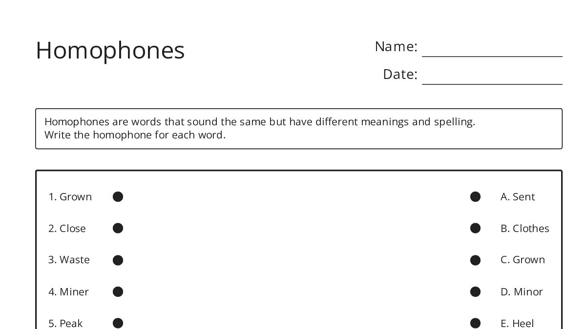 Homophones - My Worksheet Maker: Create Your Own Worksheets
