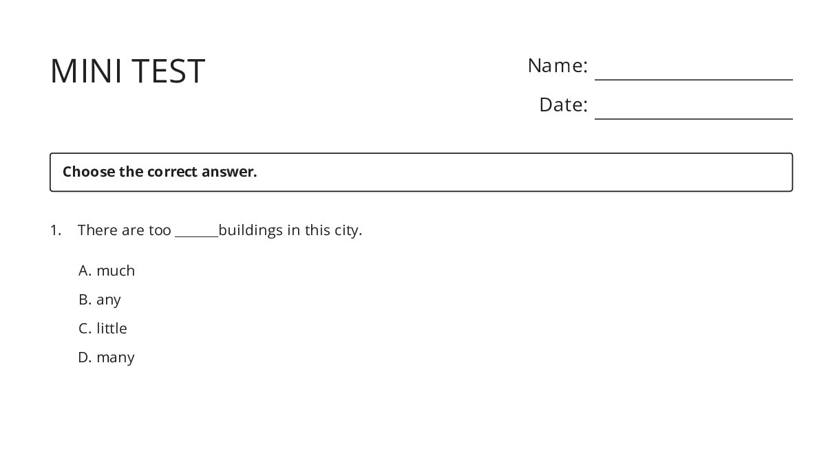 MINI TEST - My Worksheet Maker: Create Your Own Worksheets