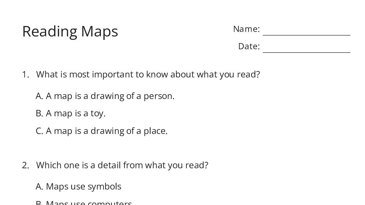 Reading Maps - My Worksheet Maker: Create Your Own Worksheets