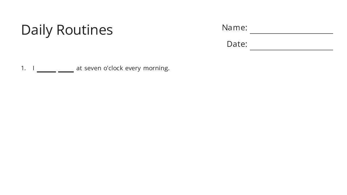 Daily Routines - My Worksheet Maker: Create Your Own Worksheets
