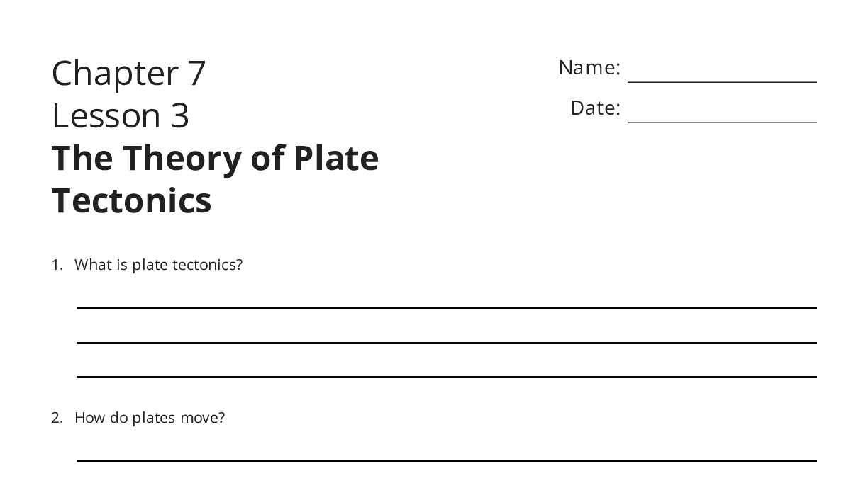 Chapter 7 Lesson 3 The Theory Of Plate Tectonics My Worksheet Maker