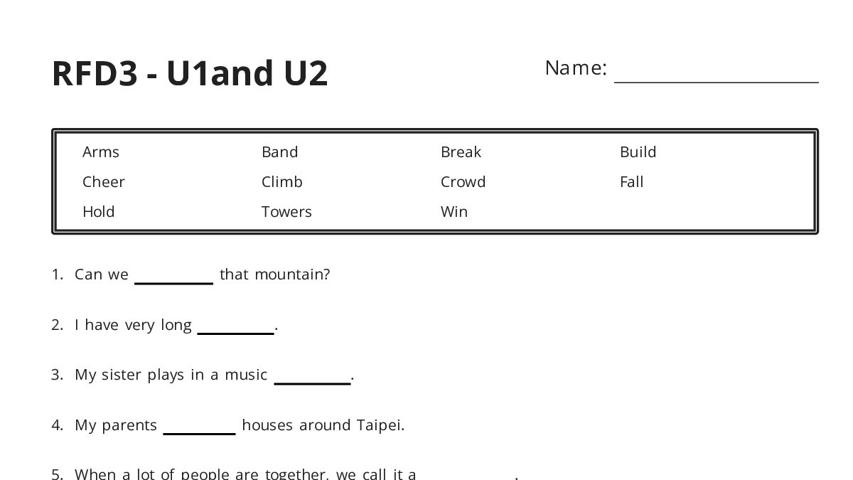 Amazon Rfd3 Operations RFD3 - U1and U2 - My Worksheet Maker: Create Your Own Worksheets