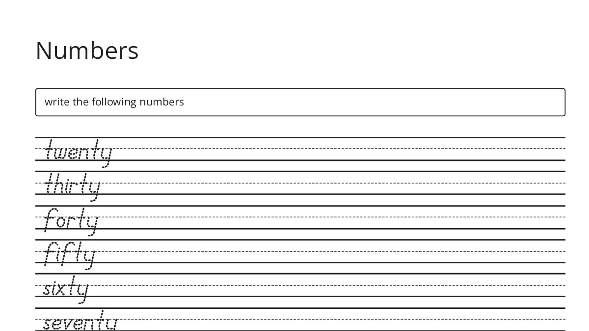 Numbers - My Worksheet Maker: Create Your Own Worksheets
