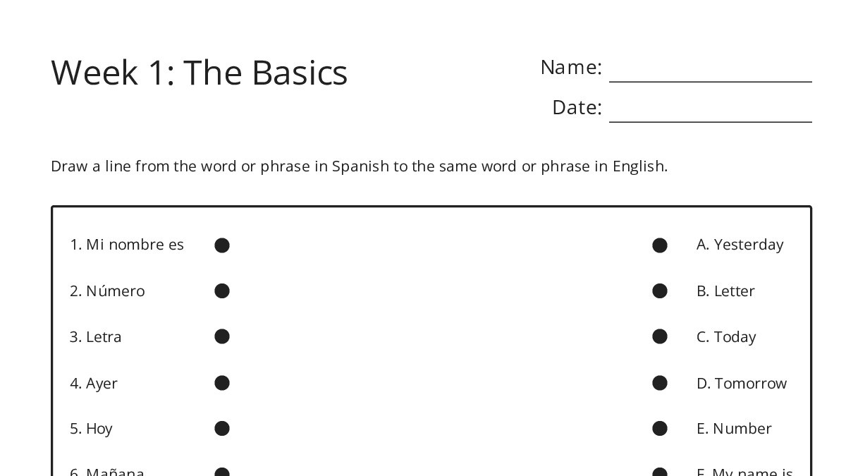 Week 1: The Basics - My Worksheet Maker: Create Your Own Worksheets