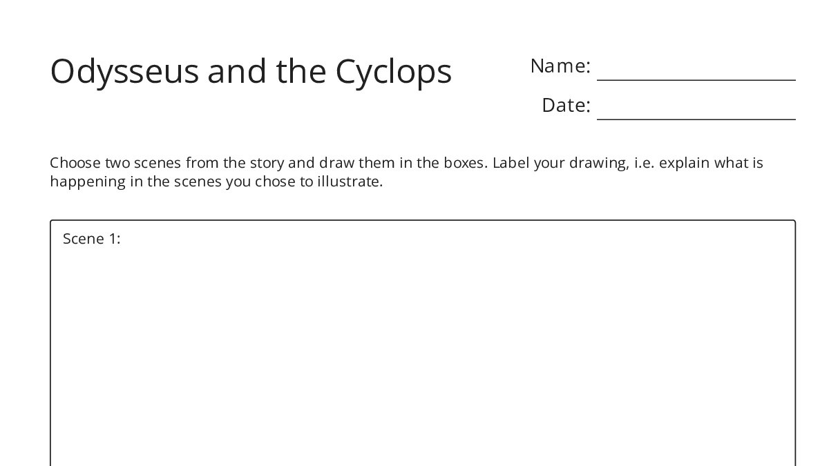 Odysseus and the Cyclops - My Worksheet Maker: Create Your Own Worksheets