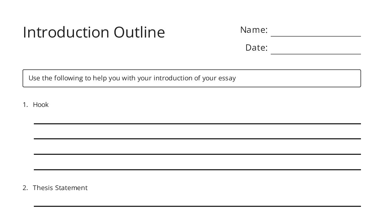 Introduction Outline Design Introduction Outline - My Worksheet Maker: Create Your Own Worksheets