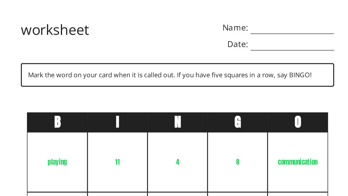worksheet - My Bingo Maker: Create Your Own Bingo Cards