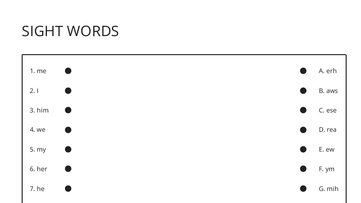 SIGHT WORDS - My Worksheet Maker: Create Your Own Worksheets