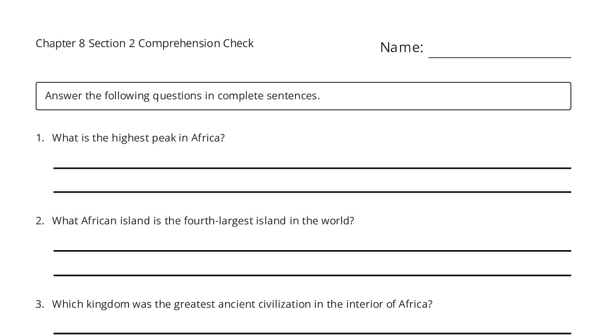 Chapter 8 Section 2 Comprehension Check - My Worksheet Maker: Create ...