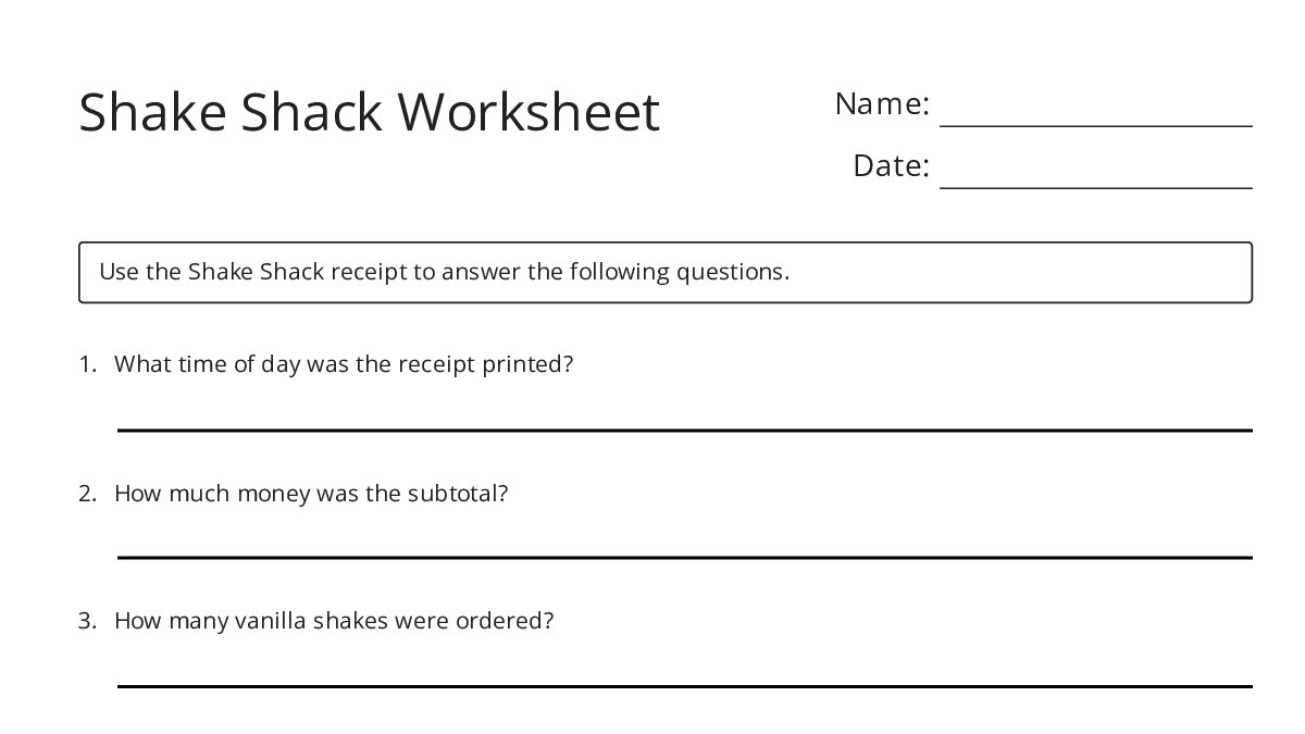 Shaker Worksheet Shake Shack Worksheet - My Worksheet Maker: Create Your Own Worksheets