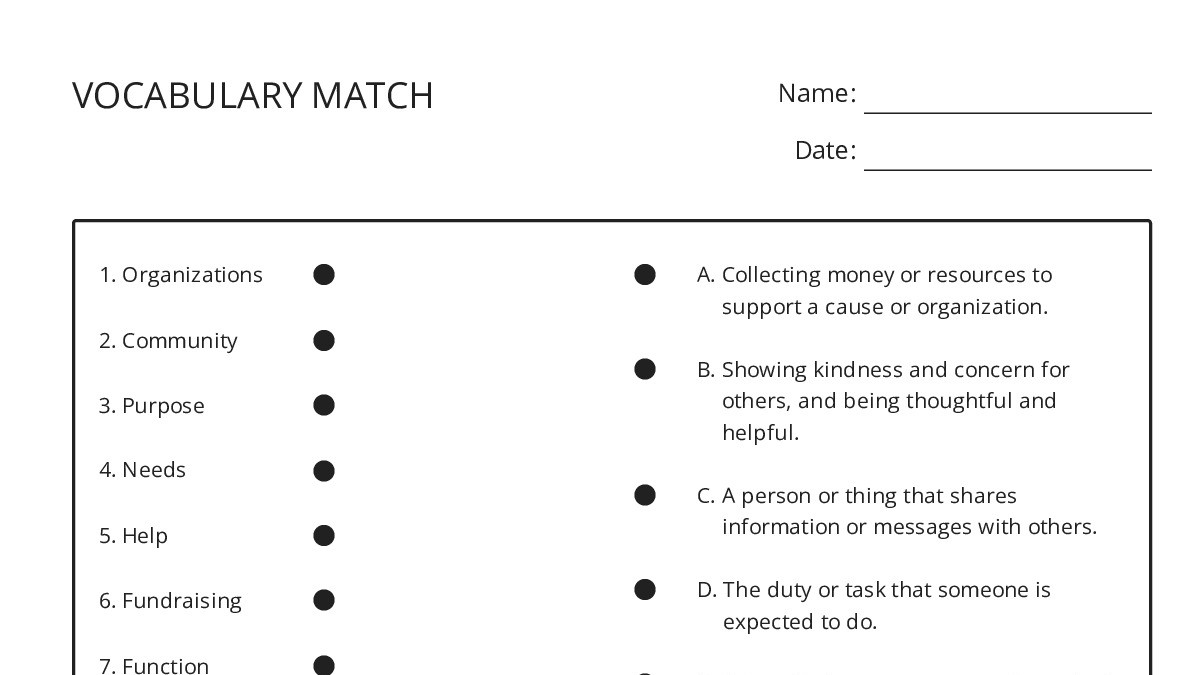 VOCABULARY MATCH - My Worksheet Maker: Create Your Own Worksheets
