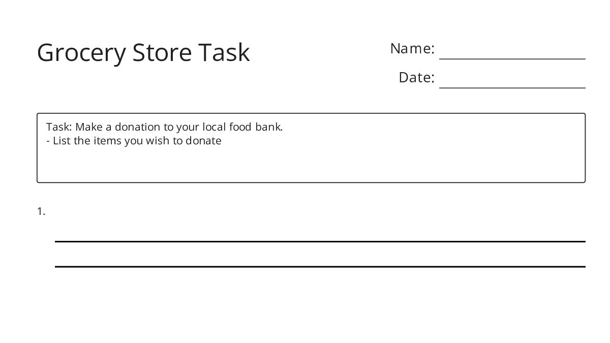 Grocery Store Task - My Worksheet Maker: Create Your Own Worksheets