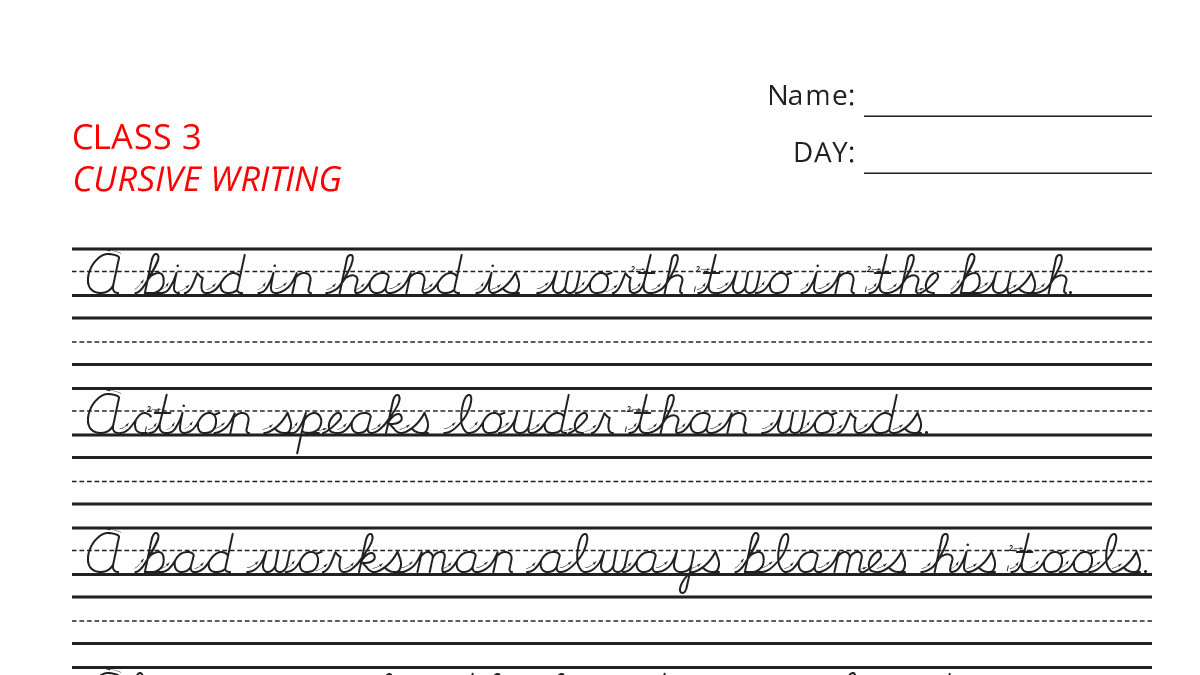 CLASS 3 CURSIVE WRITING - My Worksheet Maker: Create Your Own Worksheets