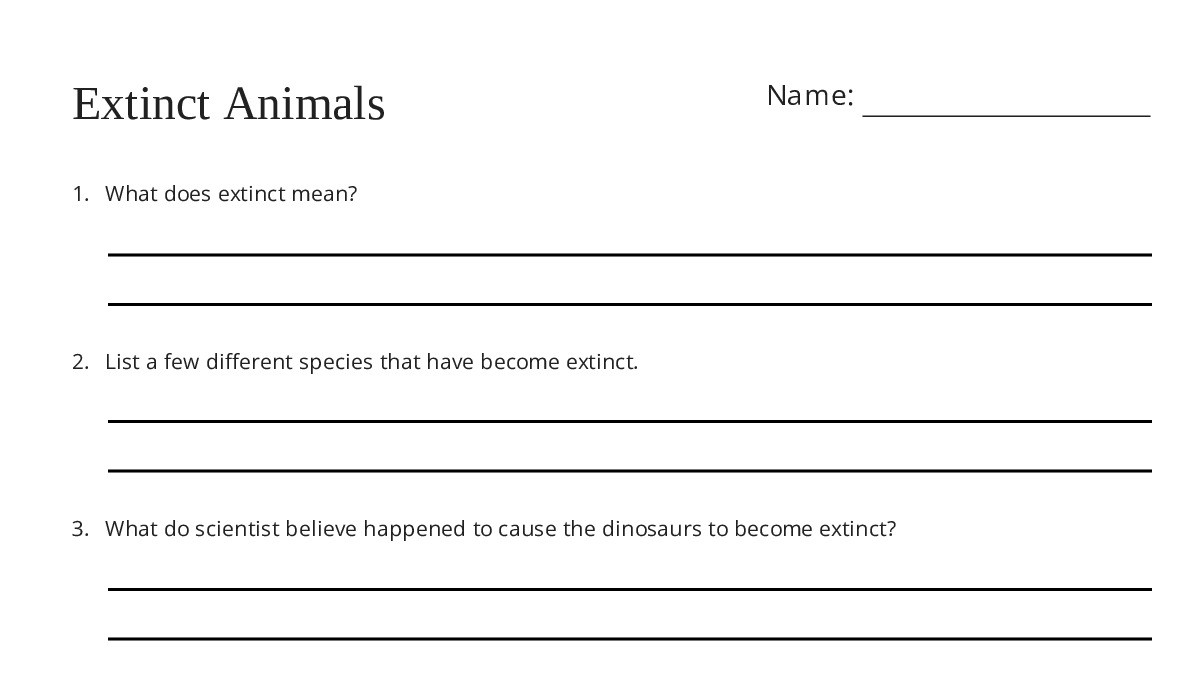 Extinct Animals - My Worksheet Maker: Create Your Own Worksheets