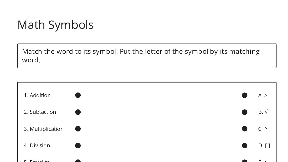 Math Symbols - My Worksheet Maker: Create Your Own Worksheets