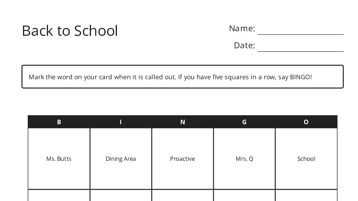 Back to School - My Bingo Maker: Create Your Own Bingo Cards