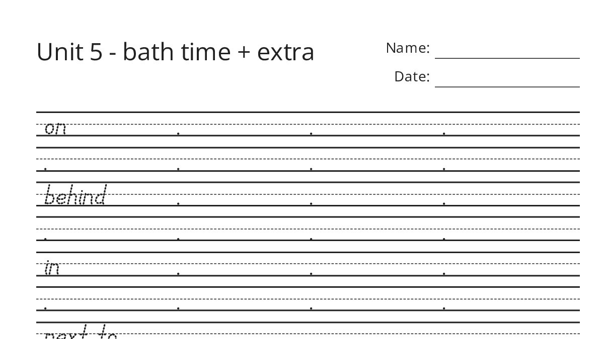 Unit 5 - bath time + extra - My Worksheet Maker: Create Your Own Worksheets