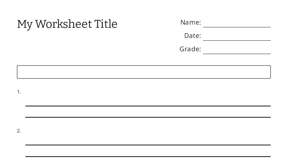 My Worksheet Title - My Worksheet Maker: Create Your Own Worksheets